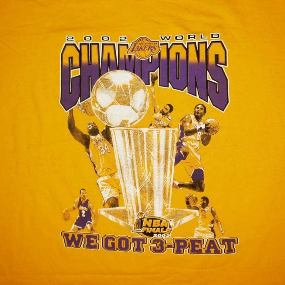 VTG Rare 2002 World Champions Los Angeles Lakers NBA Finals Three Peat Feaver 2X - Picture 6 of 14